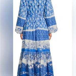 A Loves A Blue and White Belted: Button front Maxi Dress